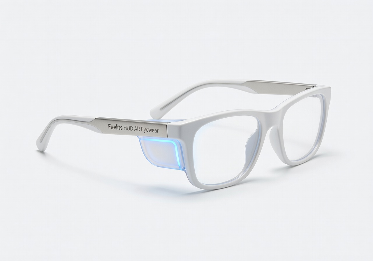 High quality product photo of "Meta Orion AR Glasses" (exact model text visible on device where it exists), front facing